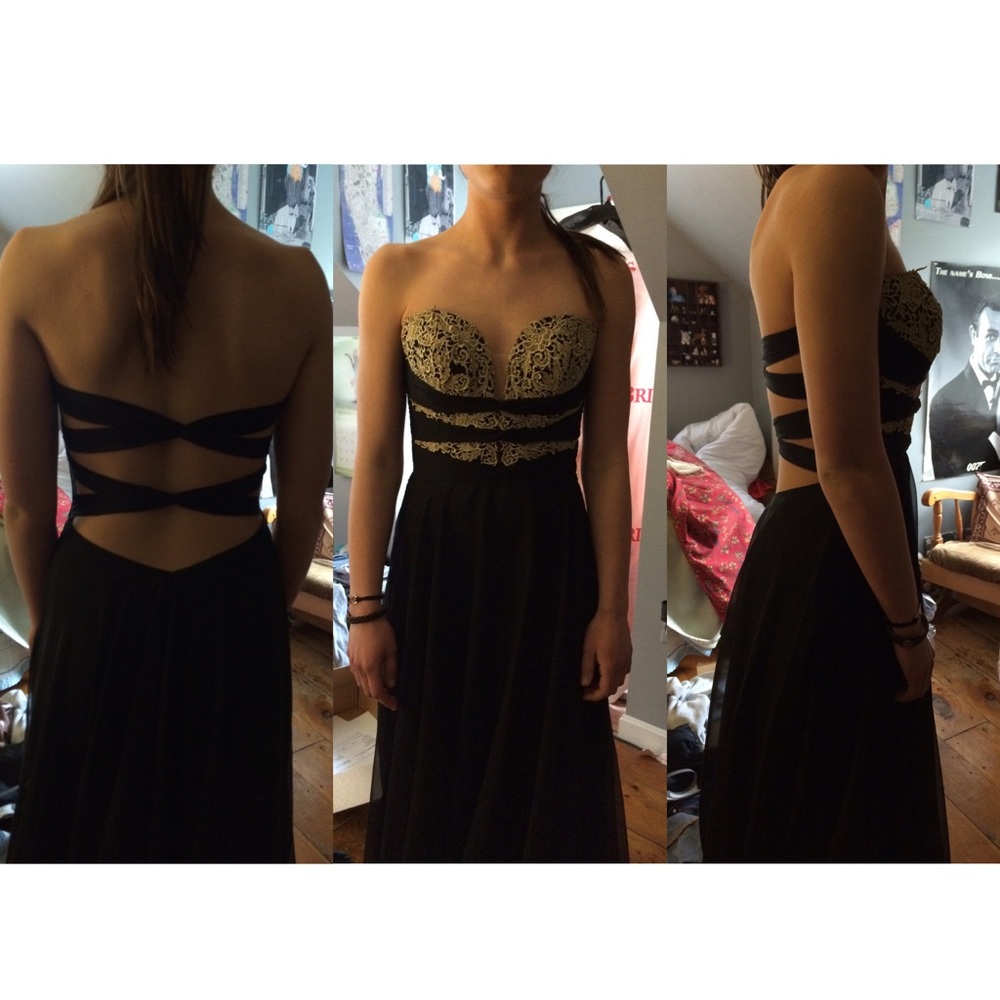 Black and gold La Femme gown